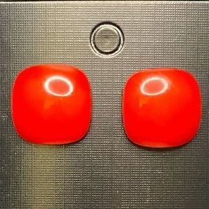 1980's Earrings Red Plastic Square VINTAGE